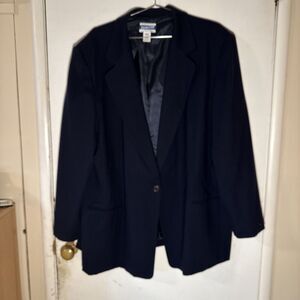 Vtg Pendleton 90's Navy Virgin Wool Classic Blazer USA Made | Women's 24w